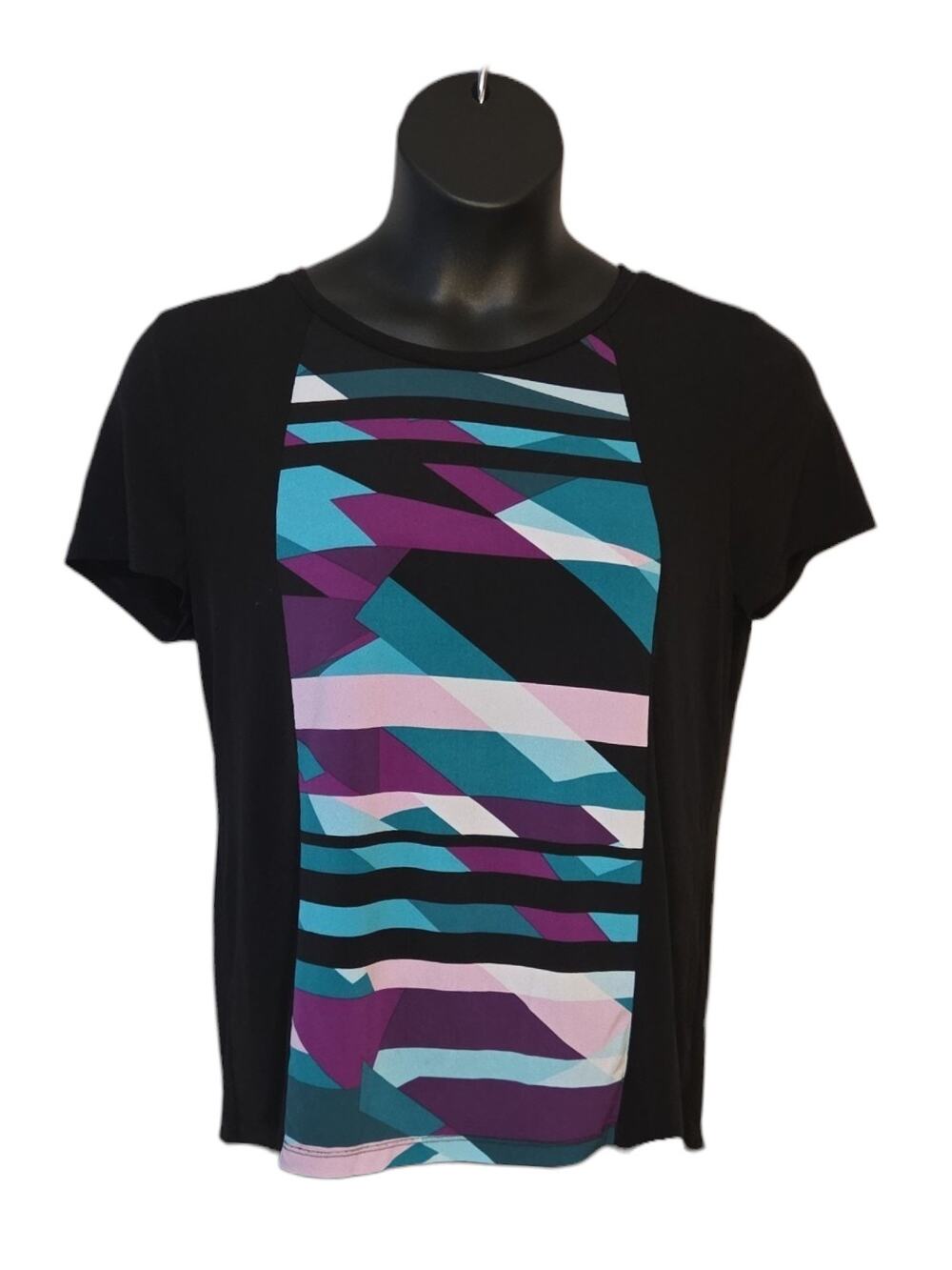 Calvin Klein Women's Abstract Geometric Print Short Sleeve Top - Size L
